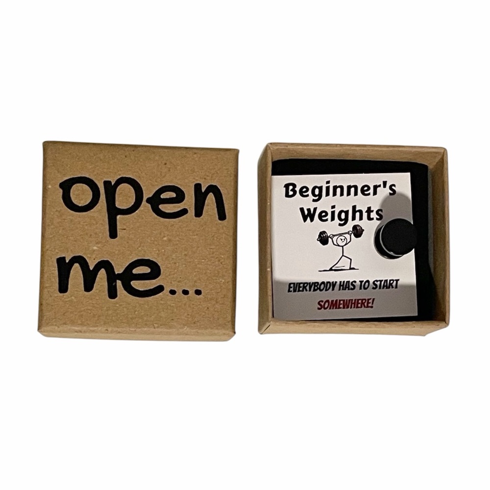 Novelty Gag Gift Tiny Beginner's Weightlifting Weight with Box